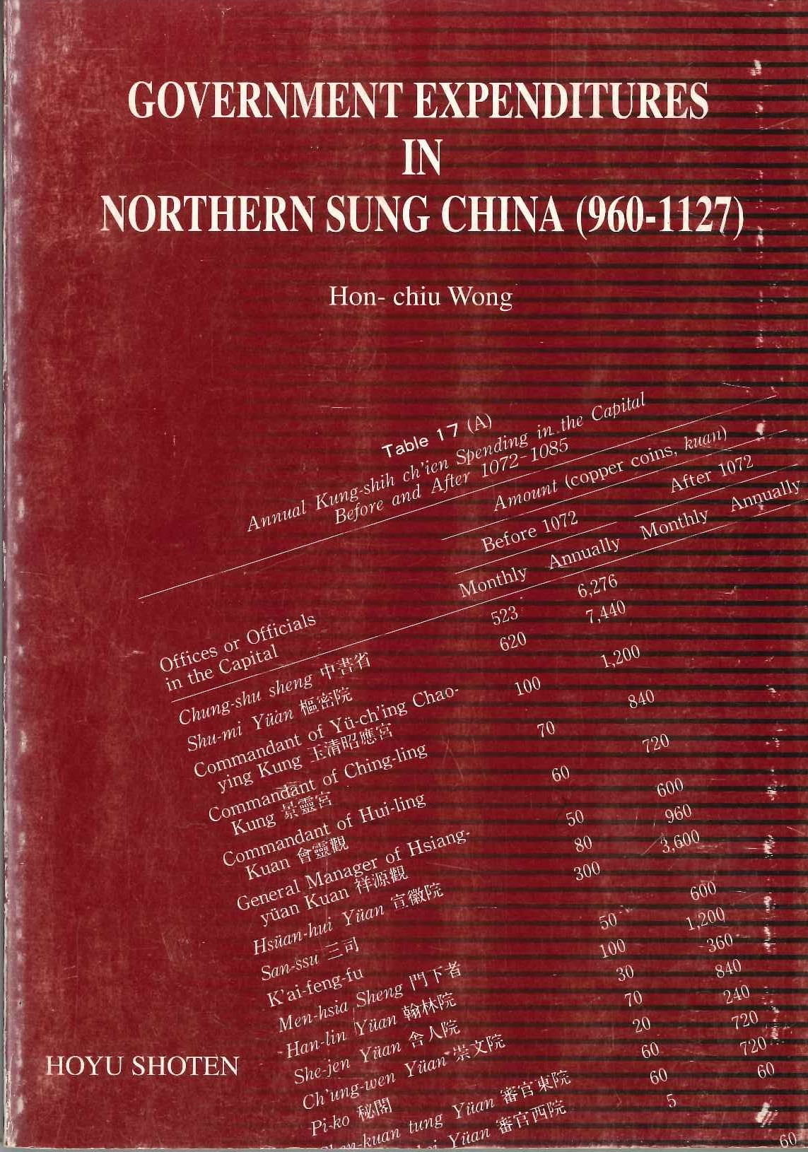 GOVERNMENT EXPENDITURES IN NORTHERN SUNG CHINA(960-1127)