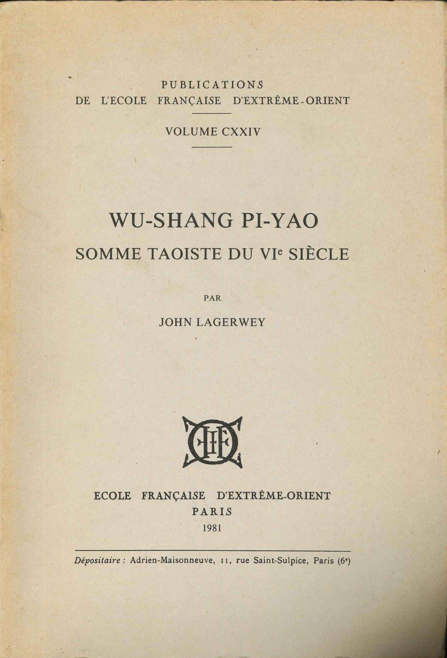 Wu-Shang Pi-Yao somme taoïste du VIe siècle